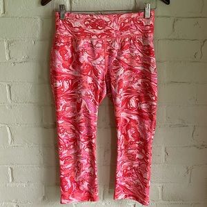 Danskin Now sz XS pink orange tie dye marble swirl capris leggings stretch